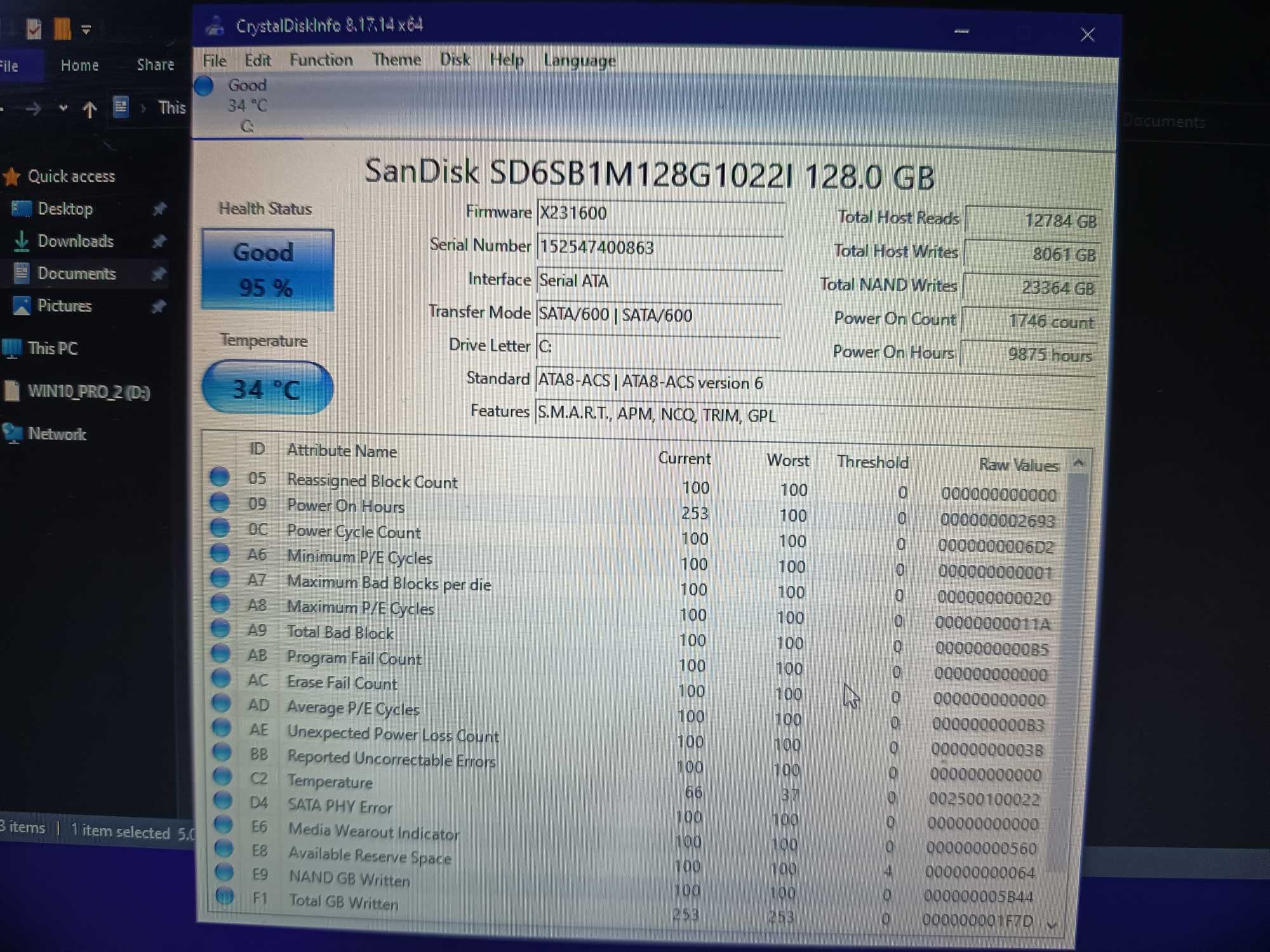 SSD uri sata 3 cu windows 10/ 11 instalat, Sandisk z400, X110, 128 gb