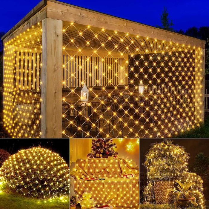 JIMACRO Plasă Luminoasă Solară pentru Exterior, 1,5 m x 1,5, 96LED-uri