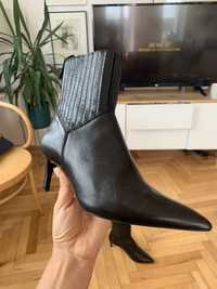 Botine cizme ghete Massimo Dutti piele negre
