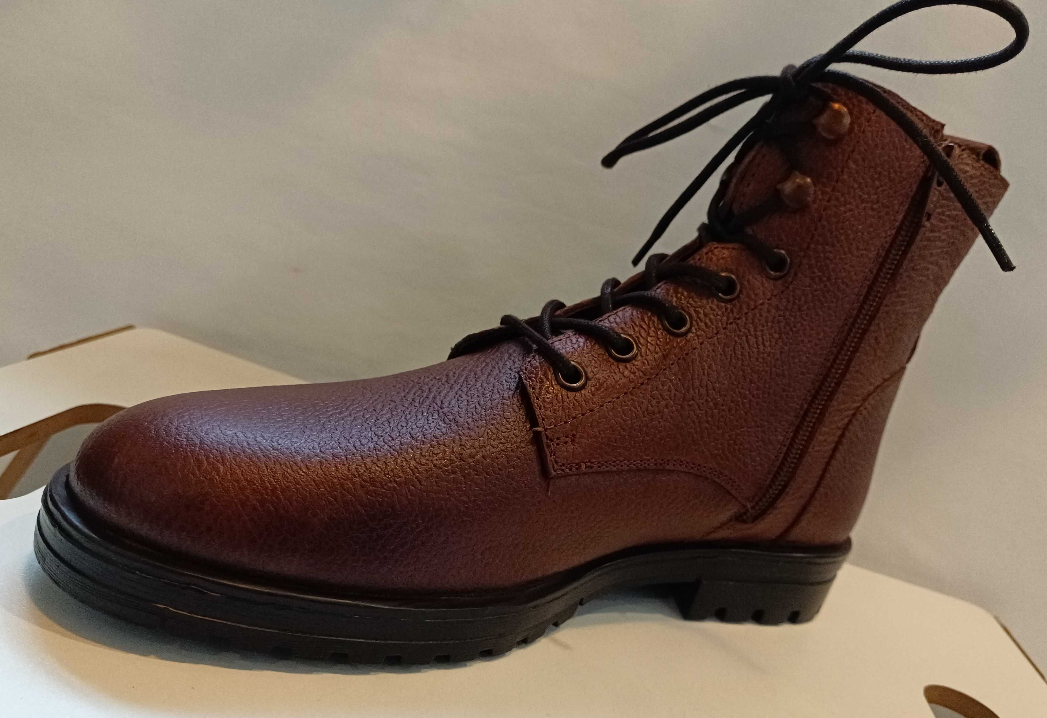 Ghete lace up 42 plain toe Migato NOI piele naturala granulata