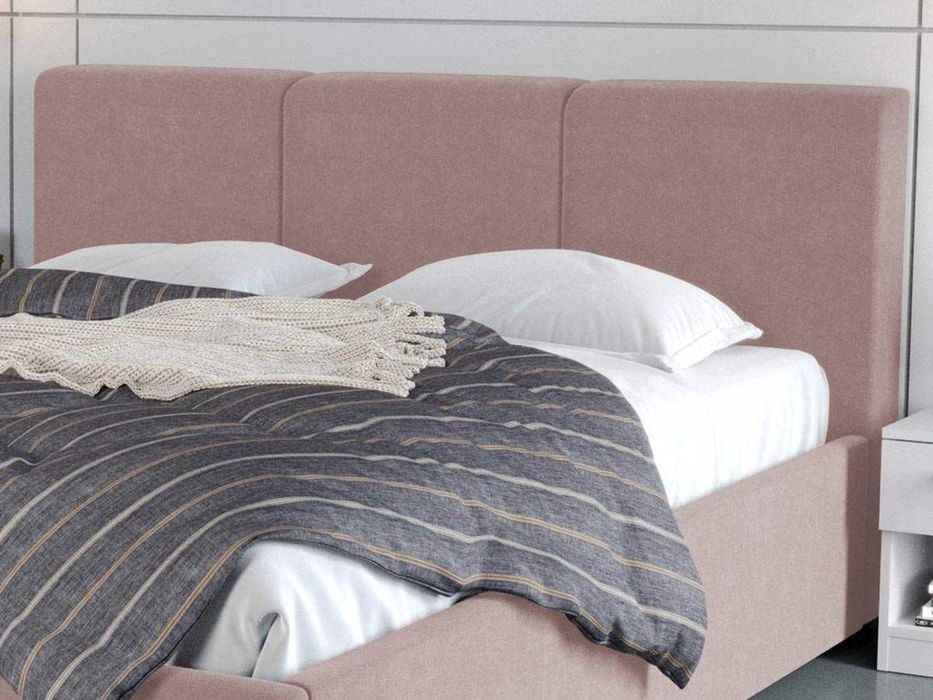 Pat Tapitat Avelis Roz cu somiera rabatabila si lada de depozitare