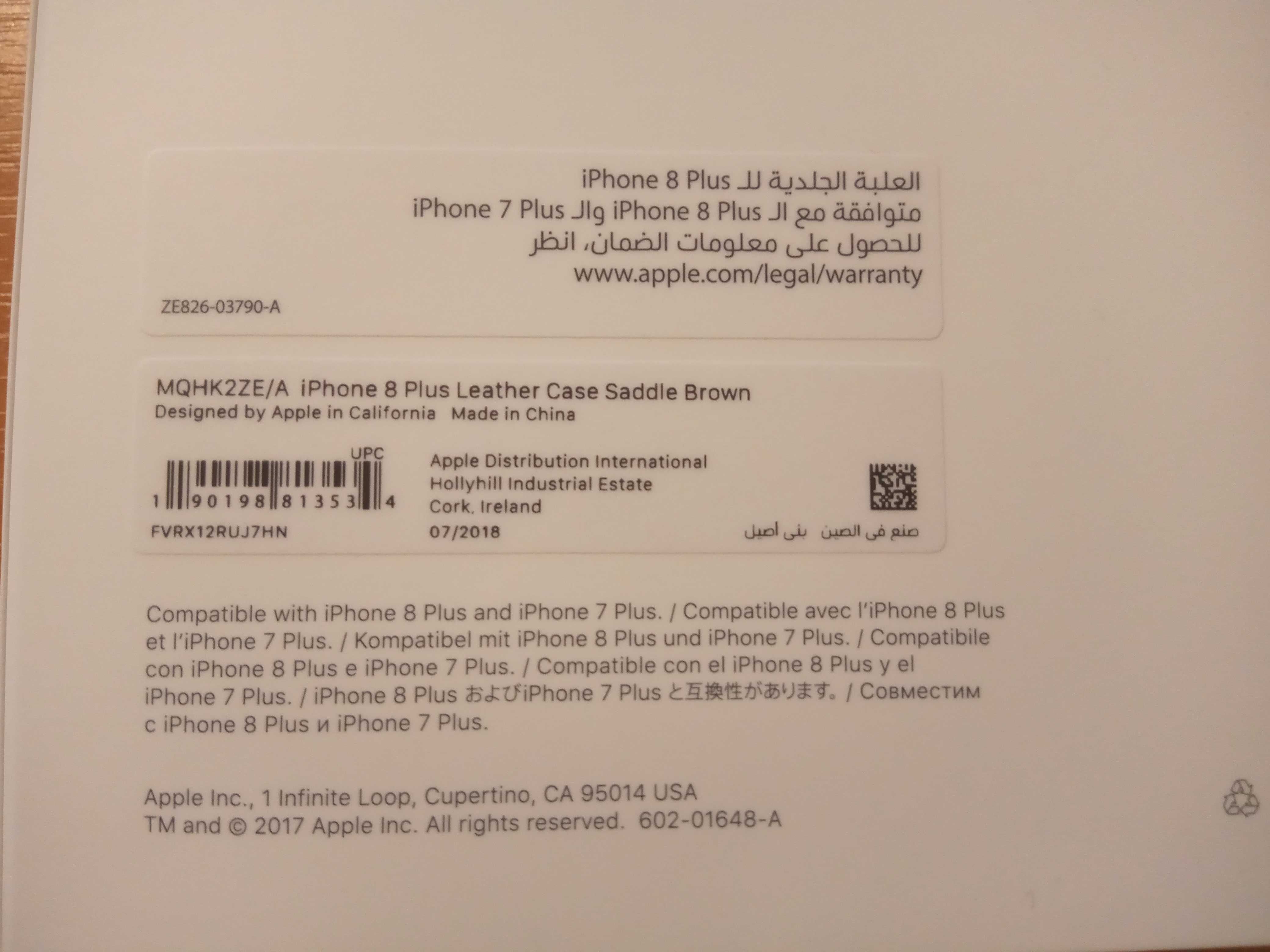 Husa piele Apple iPhone 7 plus/8 plus originala sigilata