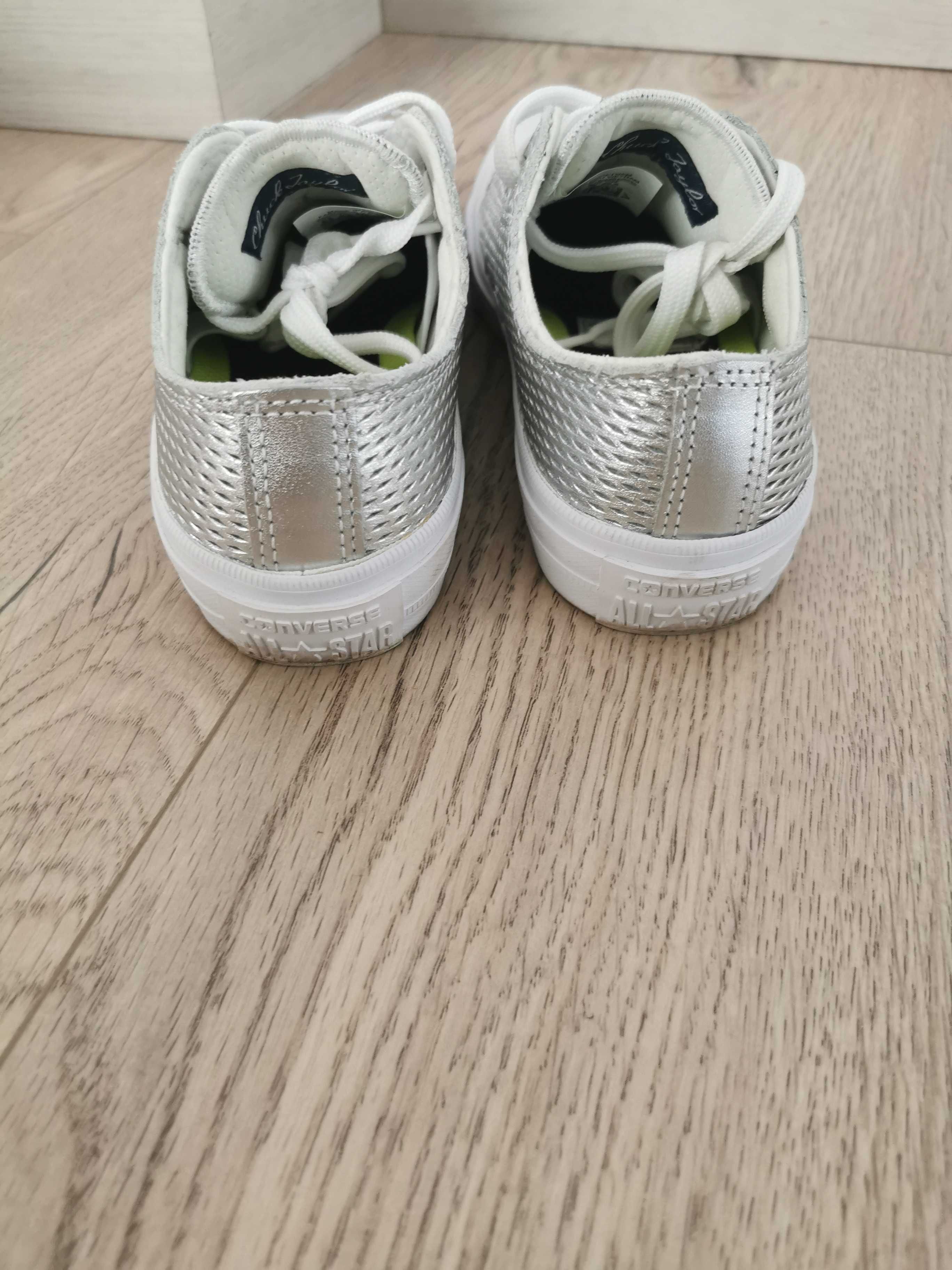 Teniși din piele naturală Converse Chuck Taylor II, argintii, 36