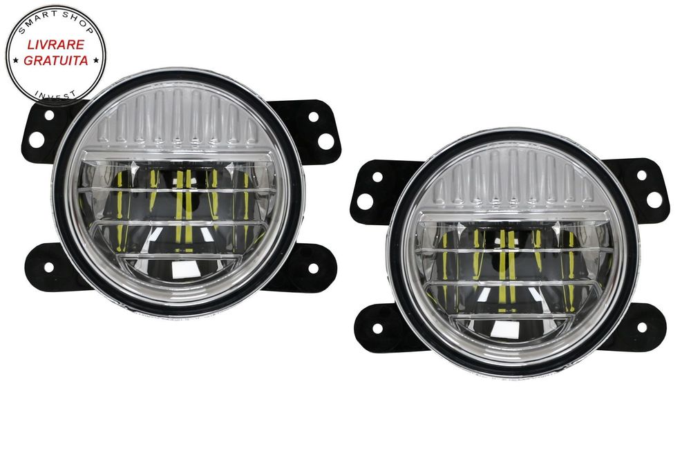 Proiectoare Ceata Full LED Dublu Proiector Jeep Wrangler JK TJ JL (1996-2018) 4 In- livrare gratuita
