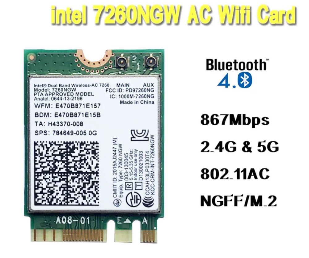 Intel AC7260NGW Wi-Fi (867 Мбит/с) модуль на ноутбук