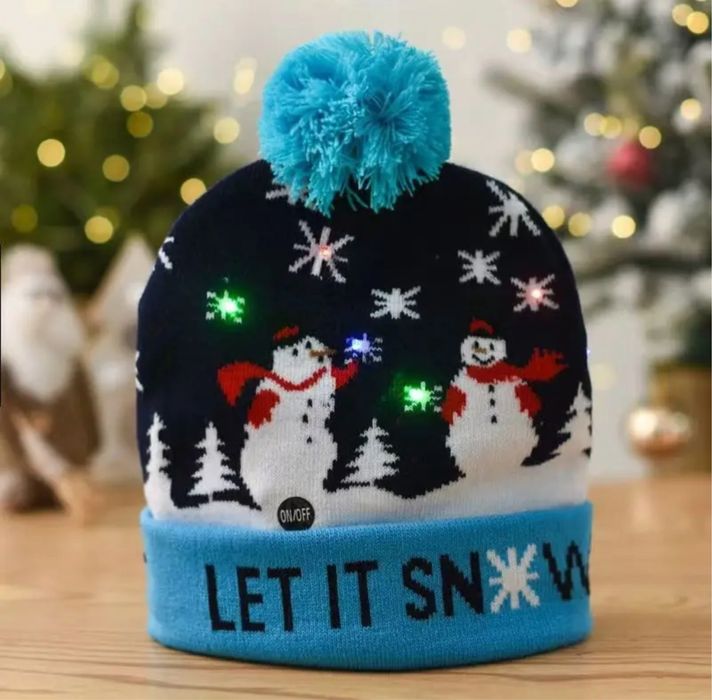 Шапка новогодняя LET IT SN*W с подсветкой