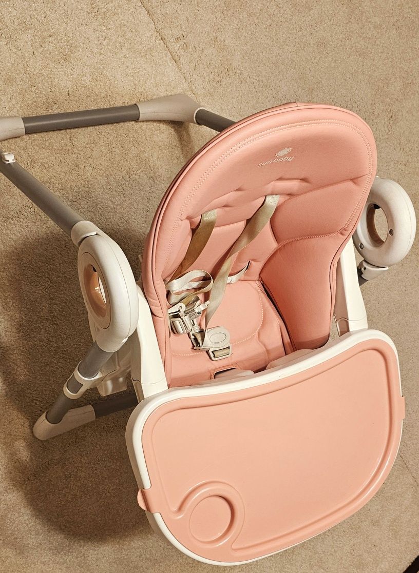 Scaun de masa bebe multifunctional Sun Baby roz