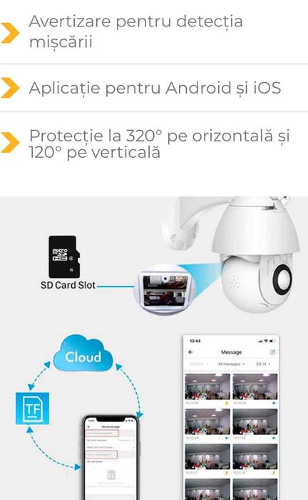 Camera Supravehere Rotativa 360 Sunet & Lumini