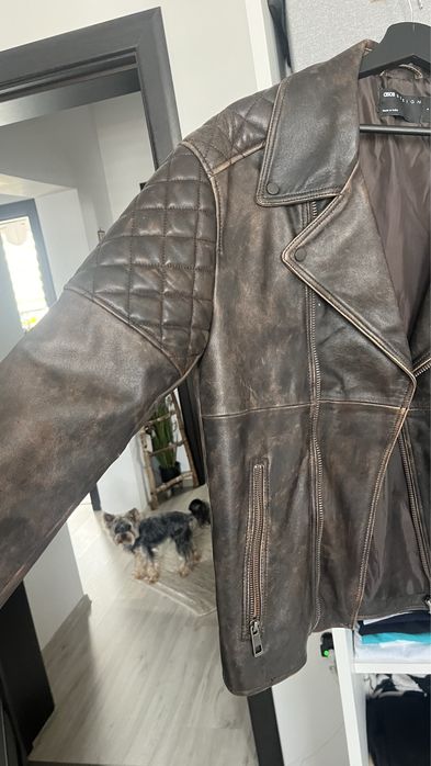 Geaca piele naturala marimea S biker moto