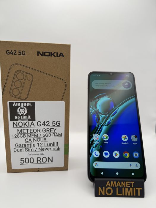 Nokia G42 5G Gray 128GB / 6GB RAM CA Nou Garantie 1An, AMANET NO LIMIT