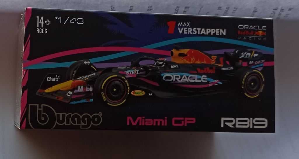 Macheta Red Bull RB19 Verstappen Miami GP Formula 1 2023 cu pilot 1/43