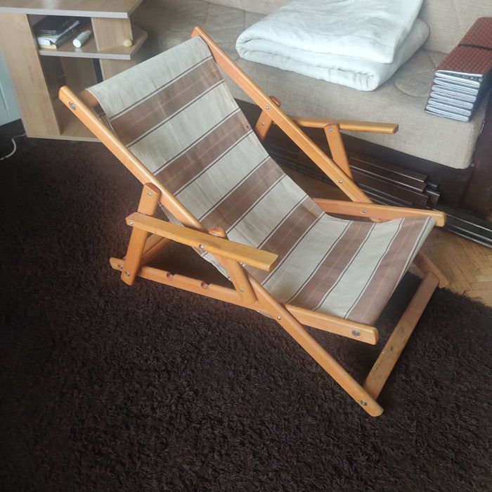 Дървен стол/шезлонг, сгъваем, 3 позиции, за градина/тераса/басейн- 2бр
