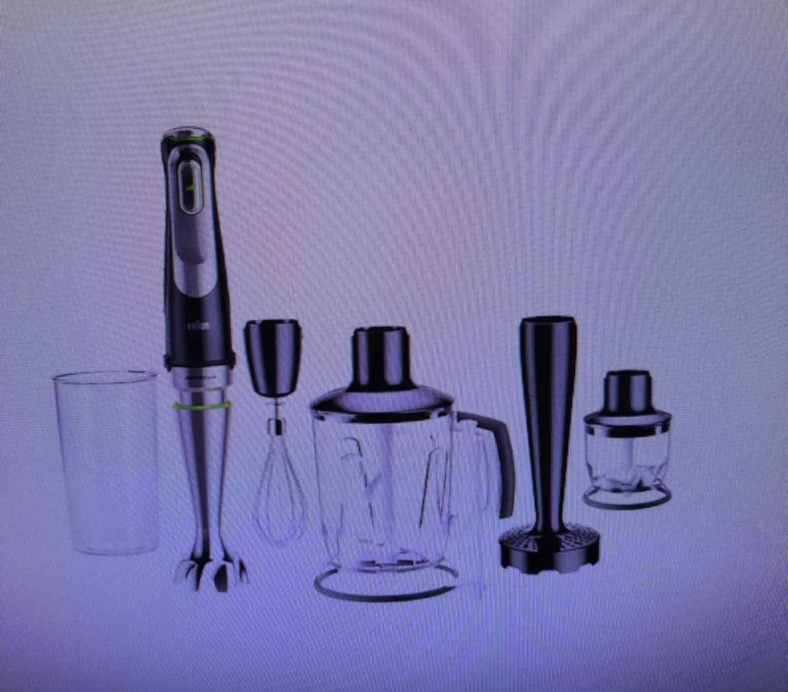 Blender de mana Braun MQ 9147X, 6 accesorii, 1200 W, Negru NOU