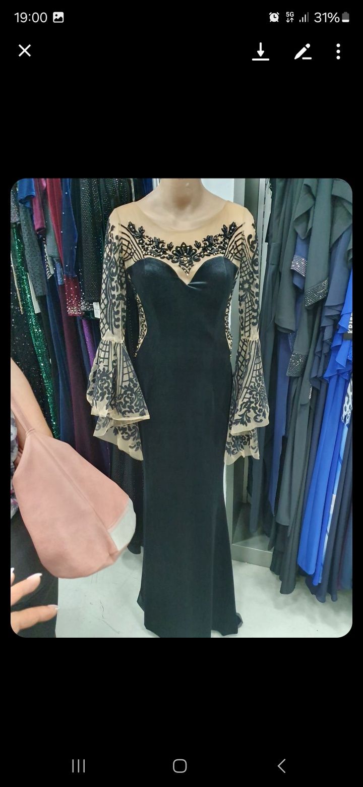 Rochie din catifea cu inserții de catifea