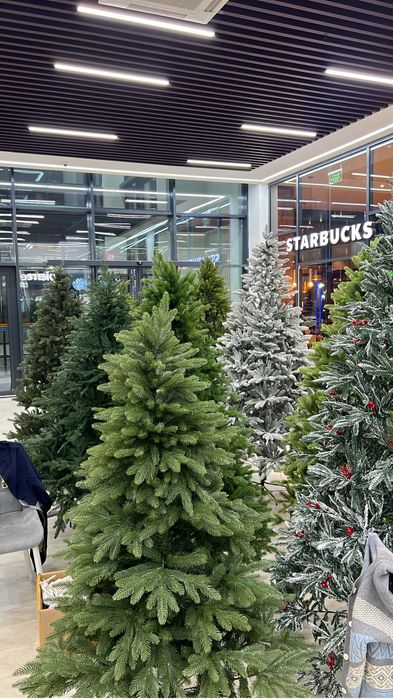 Искусственные елки премиум качества. Ель Астана елка и гирлянда роса