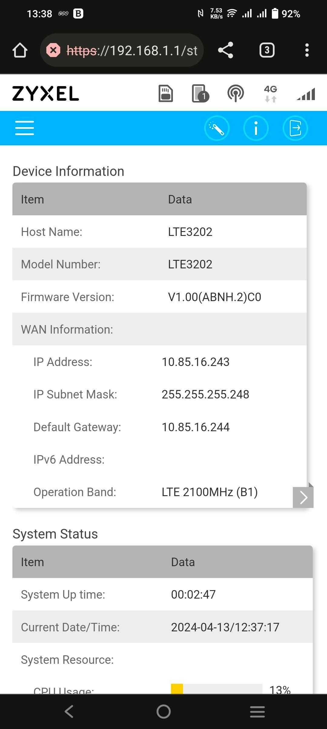 Router wireless ZyXEL LTE3202-M437, 900Mbps, 4G LTE, LTE3202-M430