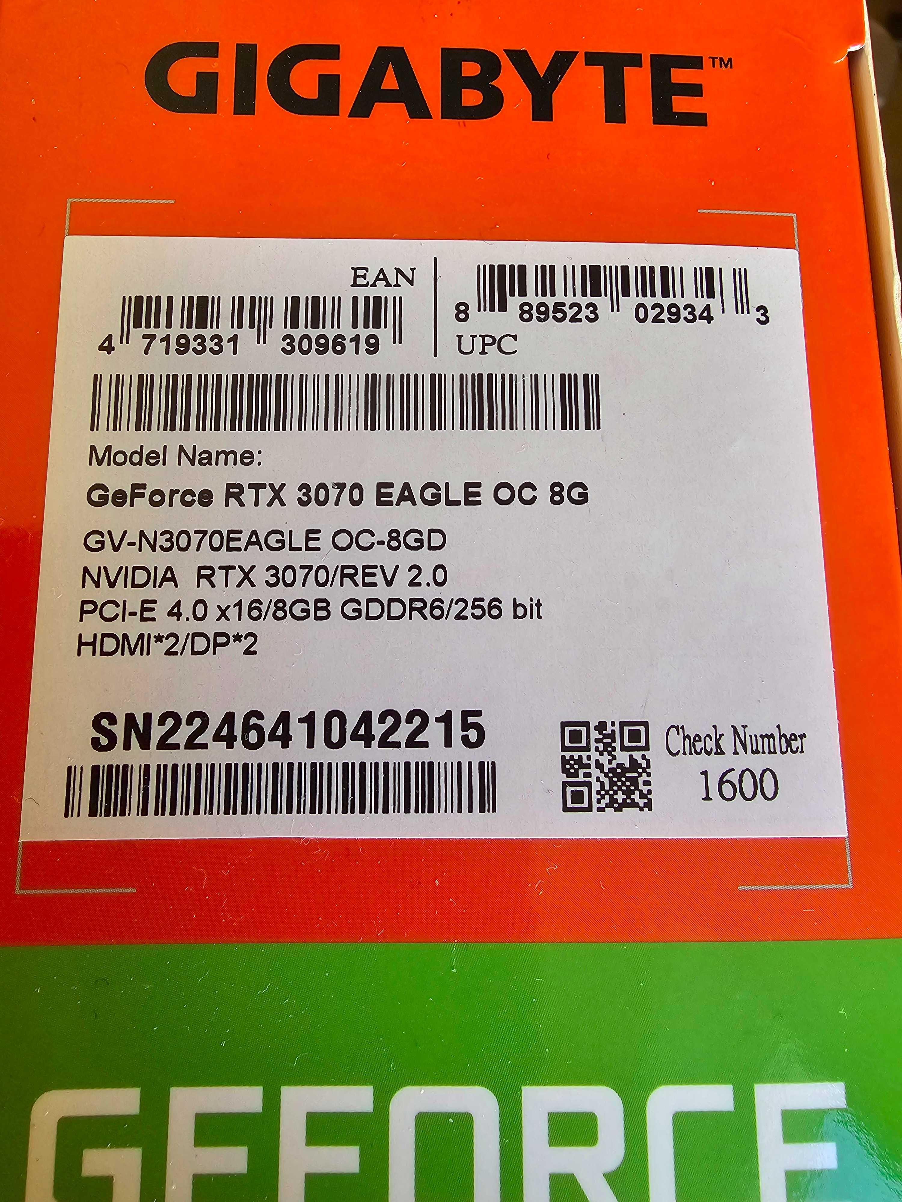 GIGABYTE GeForce RTX 3070 8GB eagle oc