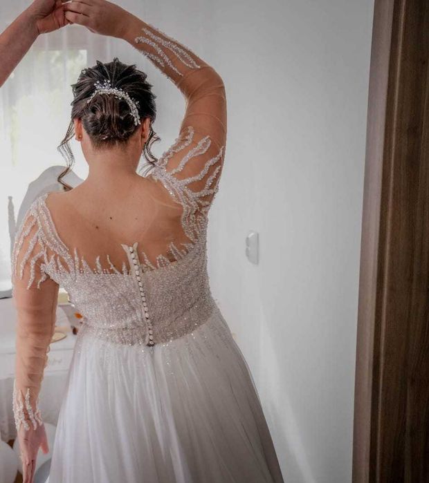 Rochie de mireasă unicat, cu voal de 3m - reduse 50%