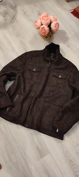 Geacă piele întoarsă maro căptușită, Men Okay bestsellers, XL