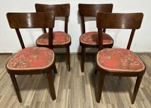 Set 4 Scaune Vintage cu sezut tapitat; Scaun din lemn