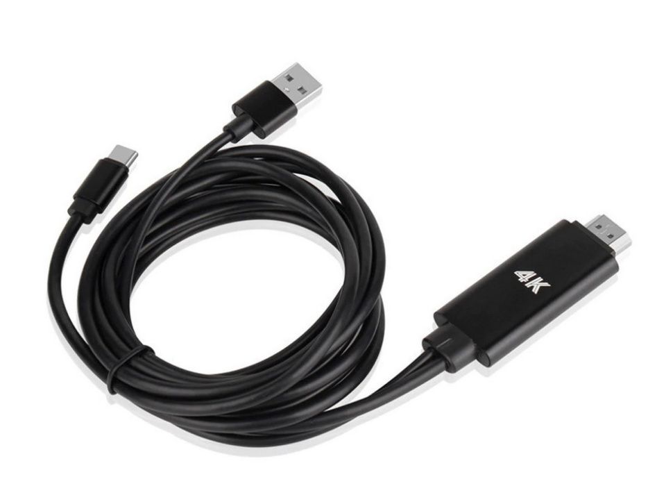 Cablu adaptor USB-C Type-C la HDMI pentru telefon, cu alimentare, 4K