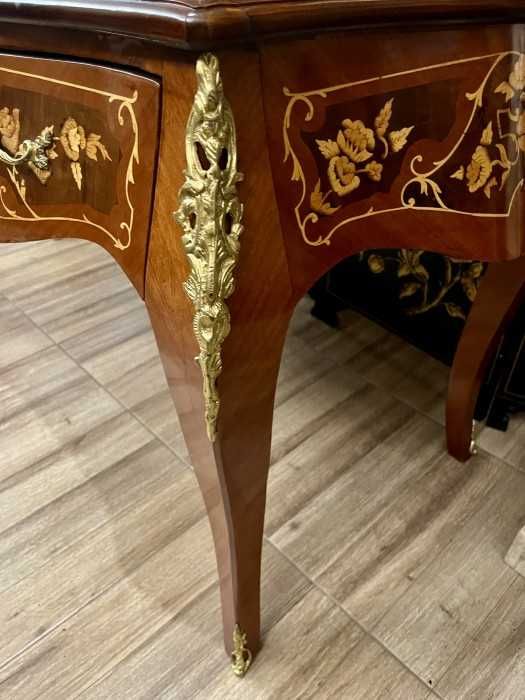 Spectaculos birou Louis al XVI-lea-intarsii-bronz-blat piele-Franta