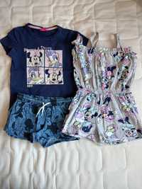 Nr 110, Minnie Mouse, tricou, pant scurti denim, salopeta