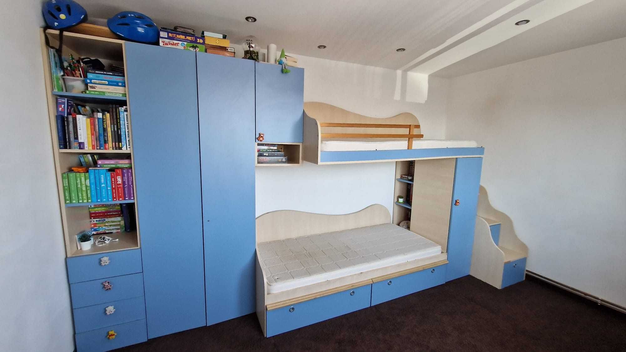 Dormitor copii 2 paturi cu 1 pat supraetajat