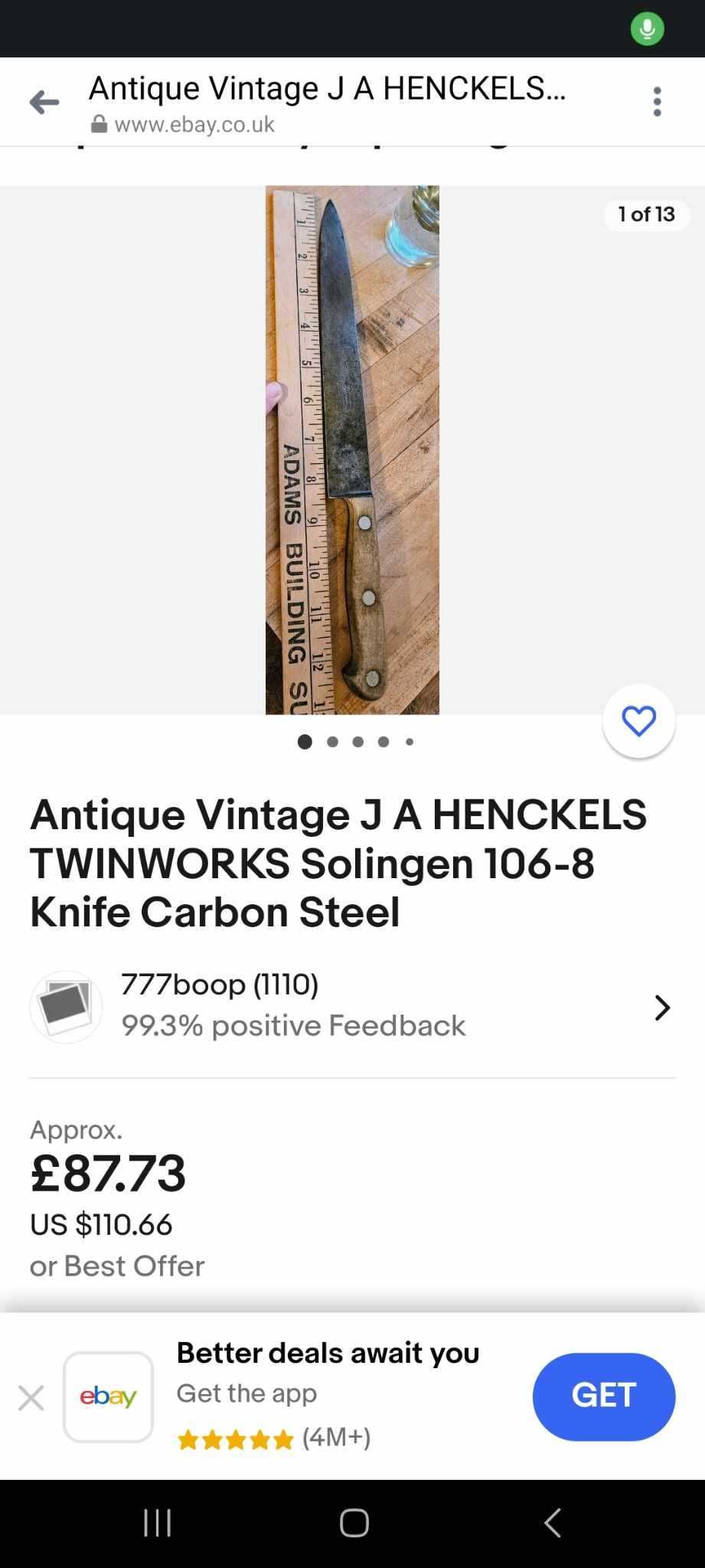 Zwilling J. A. Henckels  Solingen Model Vechi! 1880