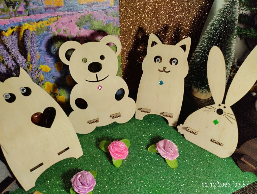 Деревянные игрушки топеры панда котик топперы подставки сандыктар
