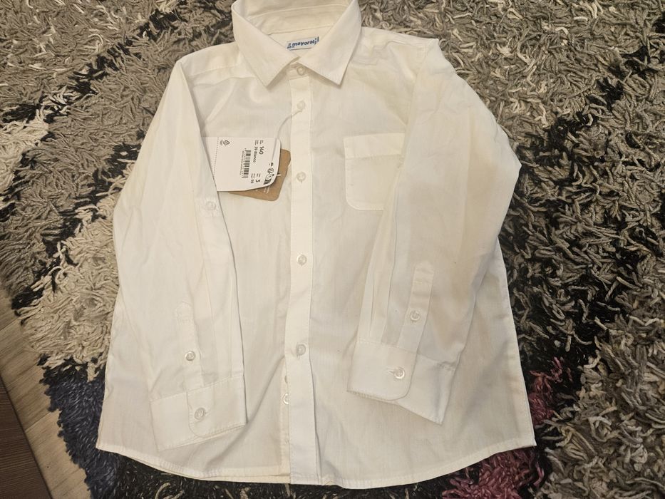 Camasa bumbac, alba, baieti, masura 98