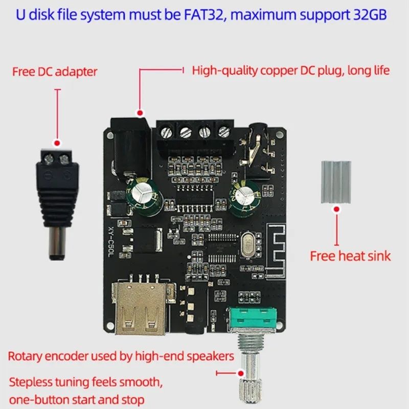 Amplificator 2x50W Bluetooth 5.0