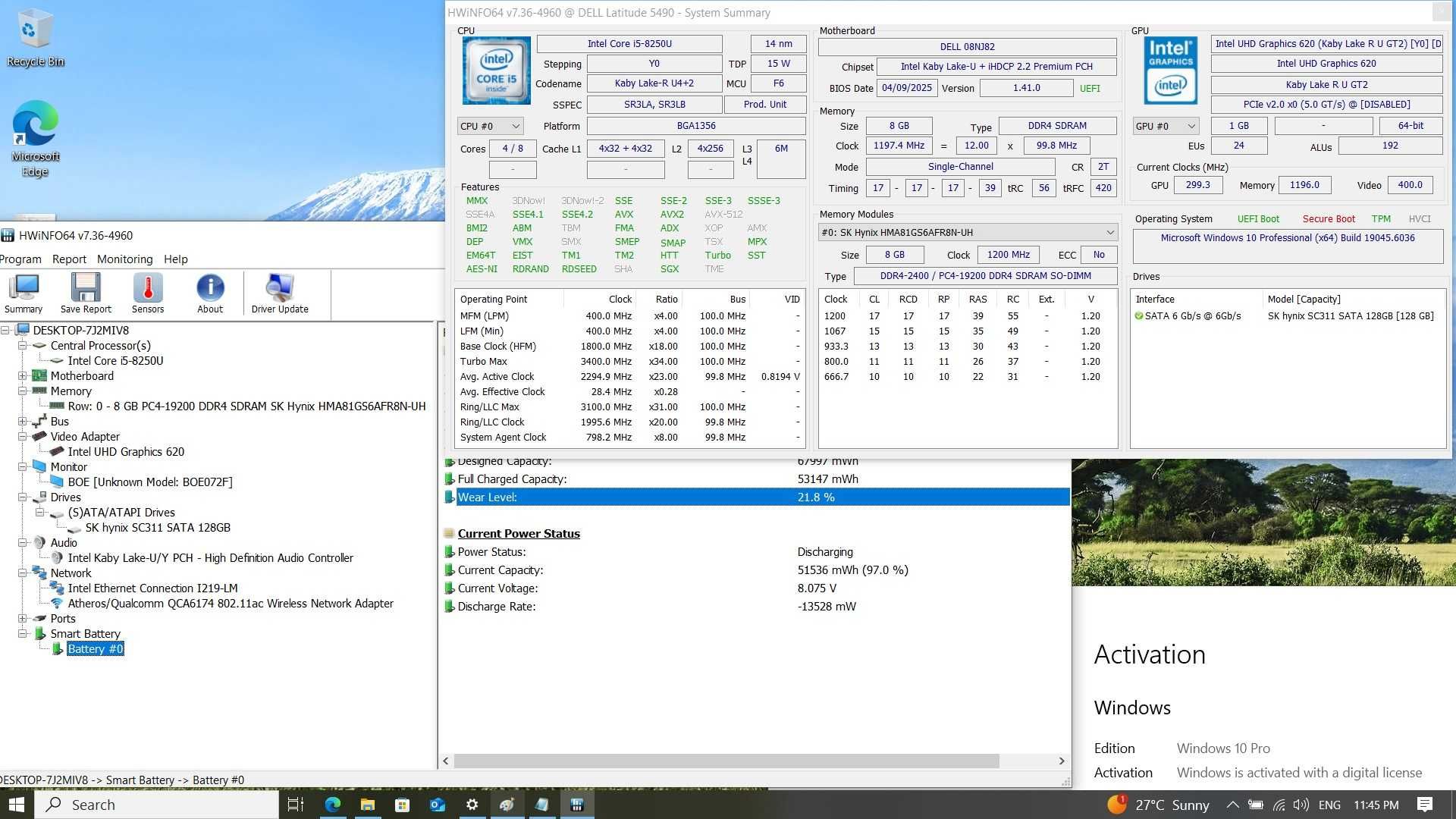 DELL Latitude 5490 FHD IPS I5-8250U/128GB/8GB