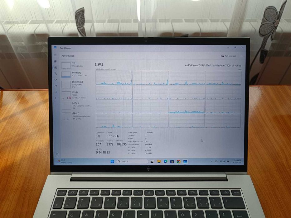 Laptop HP Elitebook 845 G11 Ryzen 7 8840U, 32 GB RAM, 512 GB GARANTIE