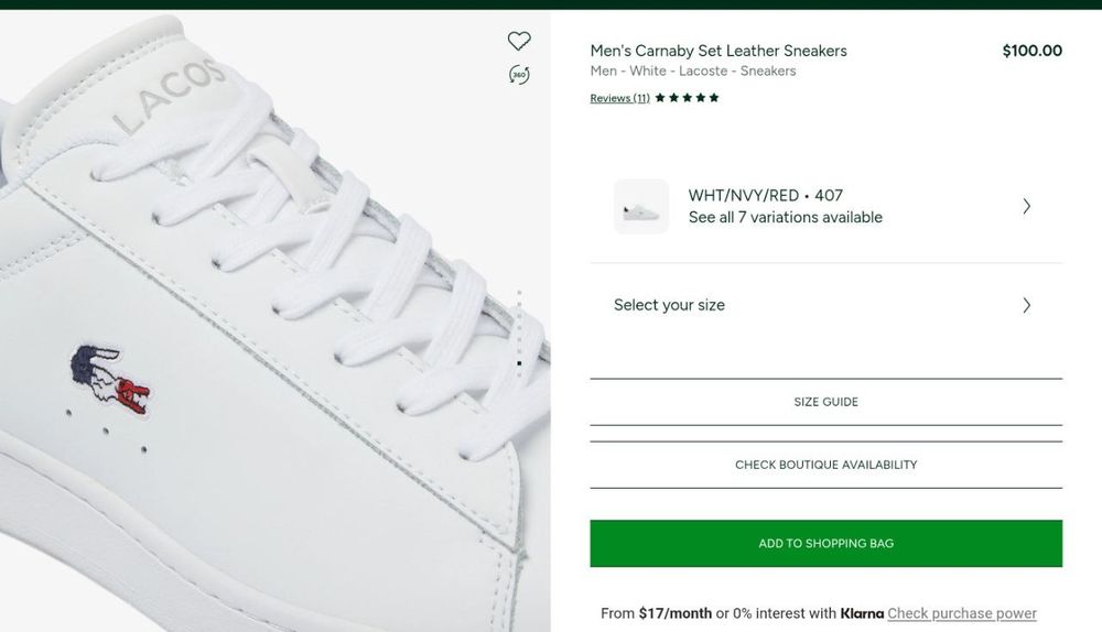 Lacoste Carnaby men.43, US 10