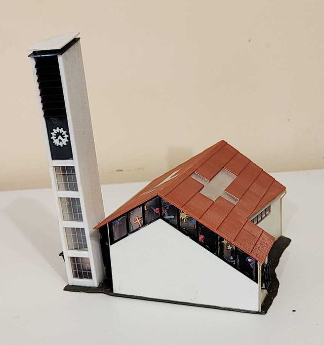 macheta cladiri diorama H0 1:87, turn CFR, .biserica