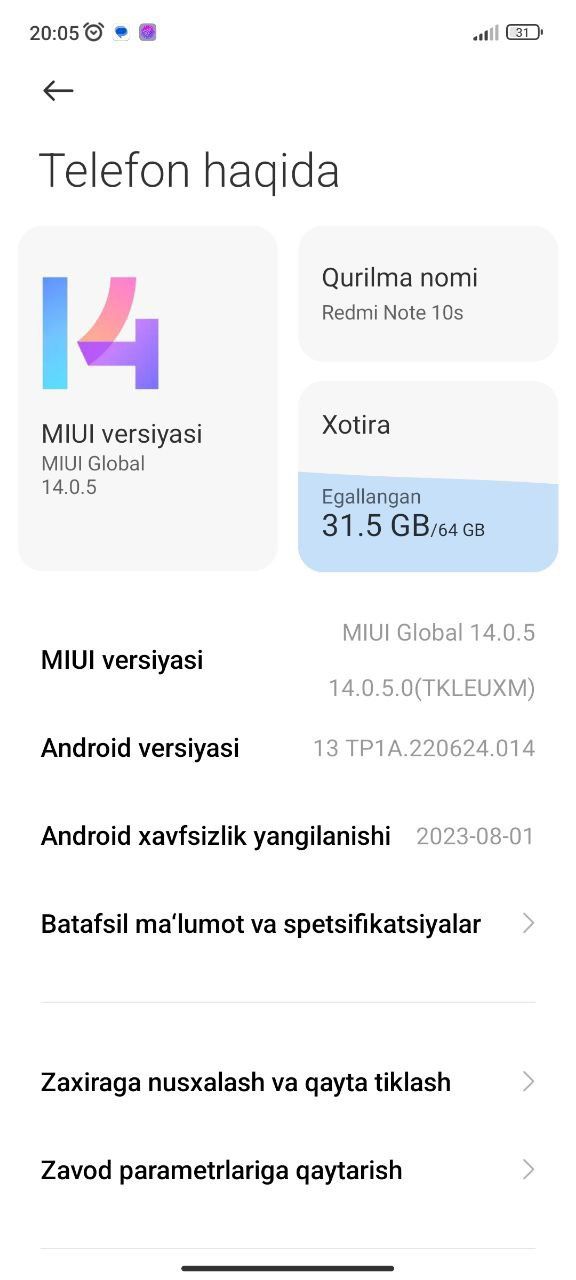 Redmi Note 10s kafolatli