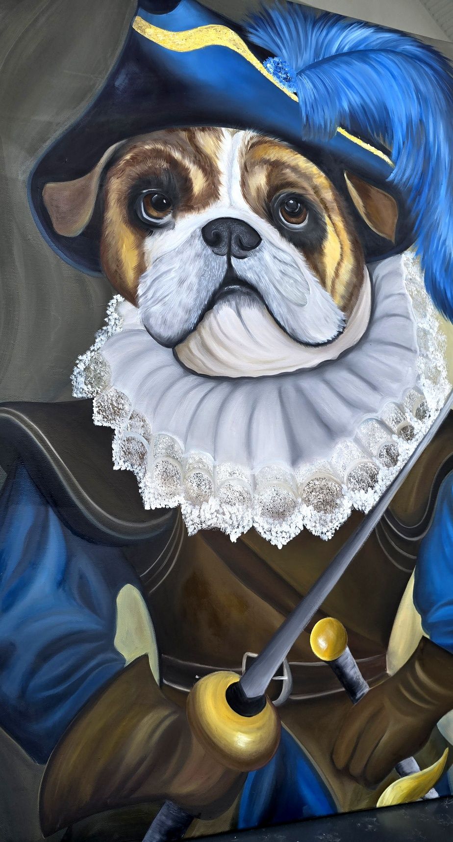 Tablou pictat din ulei pe panza Caine Bulldog