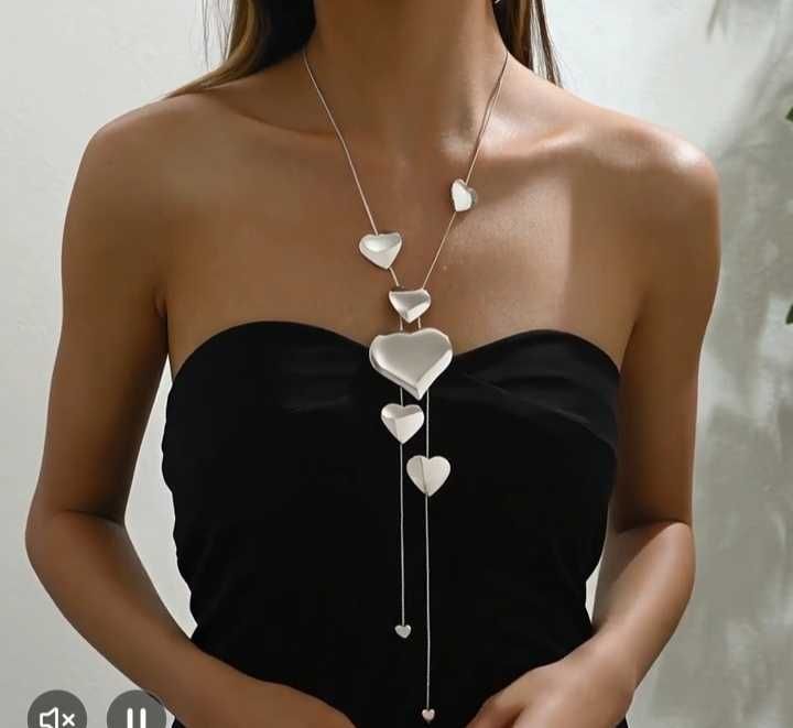 Дамско колие сребристо ново