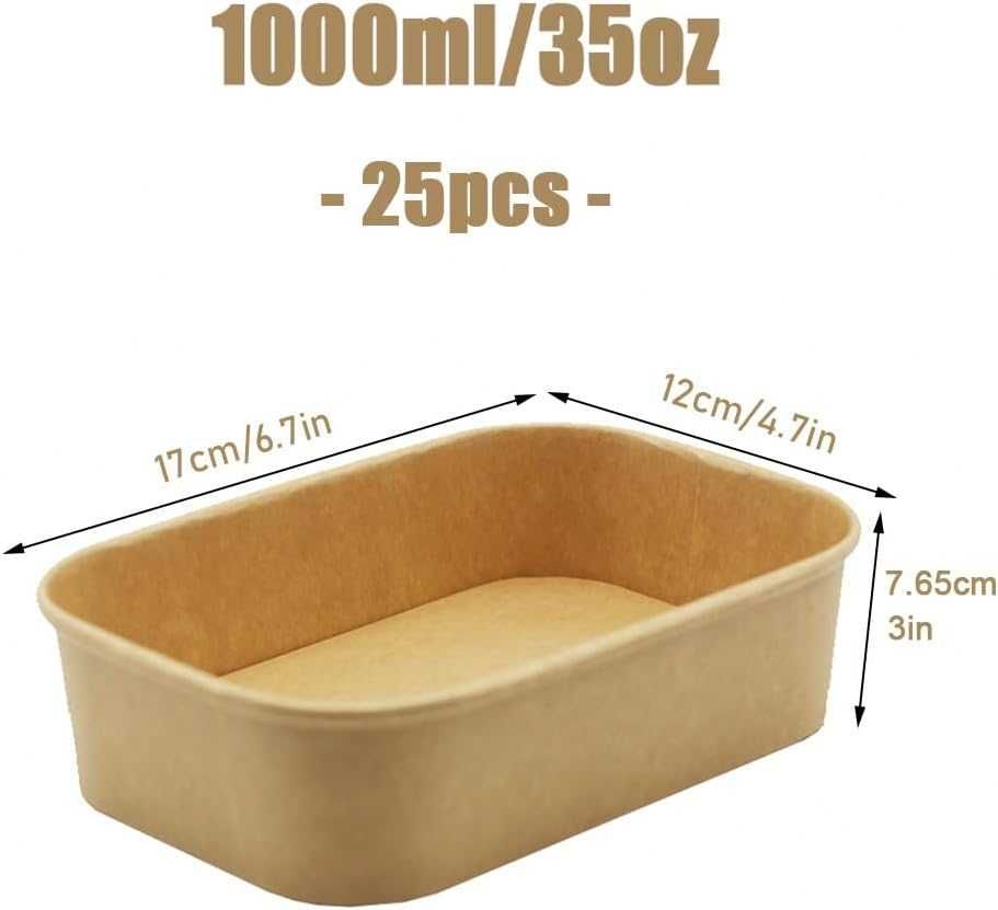 Cutii carton, rezistente la apa, recipient takeaway 12x17x7.5cm, 25buc
