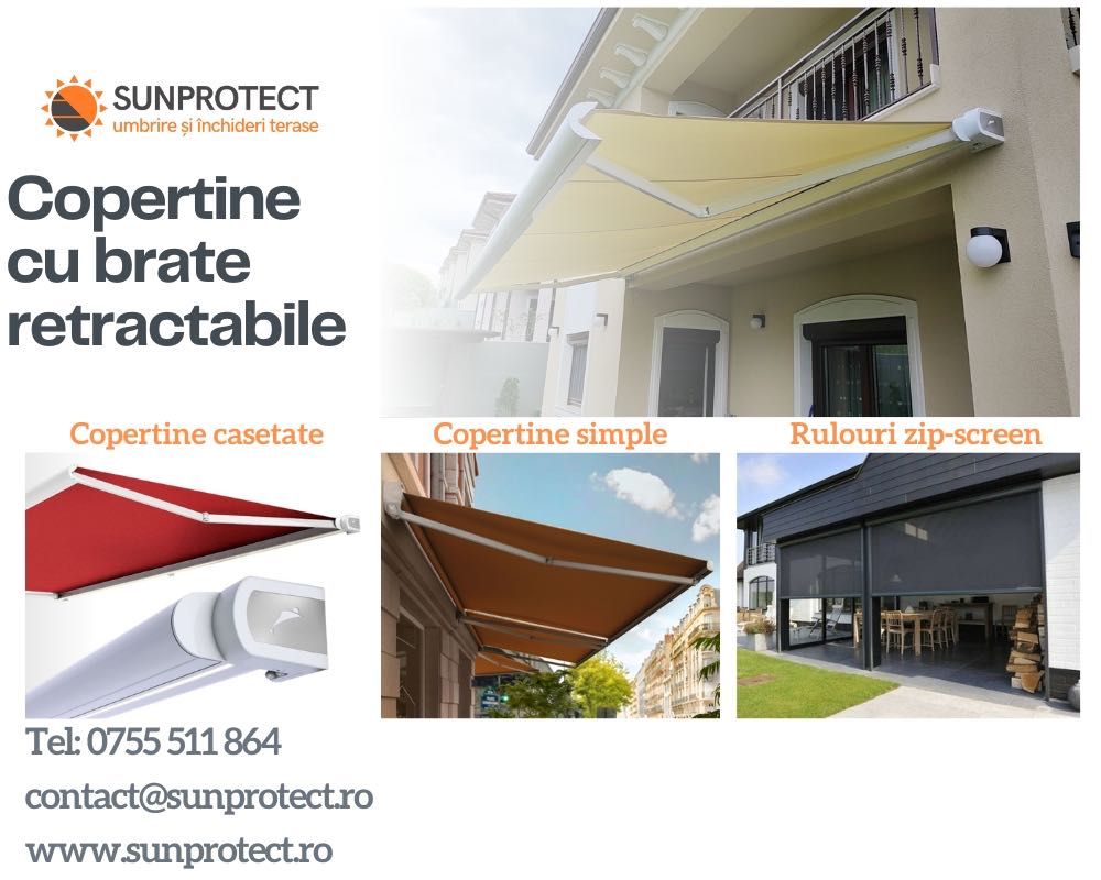 Copertine/Marchize retractabile. Casetate, Simple, Verticale, Zip