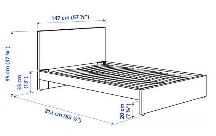 Vand GLADSTAD Pat tapiţat IKEA nou, 2 cutii depozitare,fara saltea