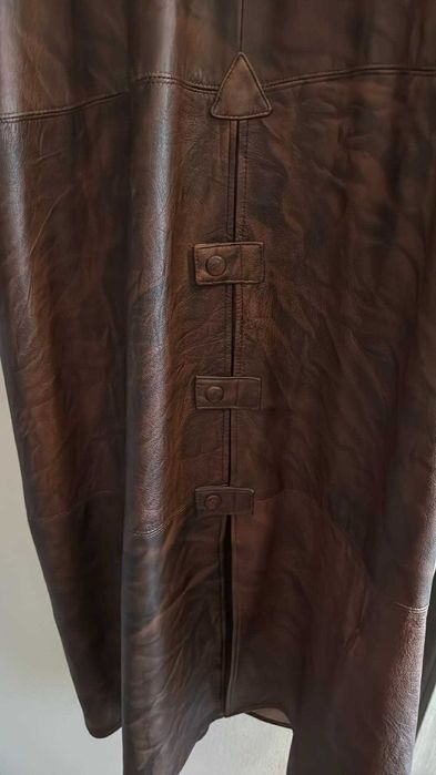 Мъжко дълго кожено яке от естествена кожа