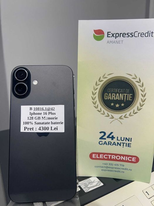 (AG42)  iPhone 16 Plus 128Gb 100% (Garantie 2 ani) b.10816.1