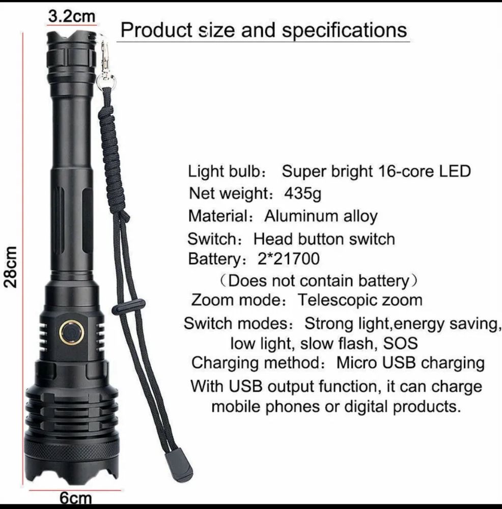 Фенер XHP160 Most Powerful 990000LM LED Zoom USB Rechargeable Torch