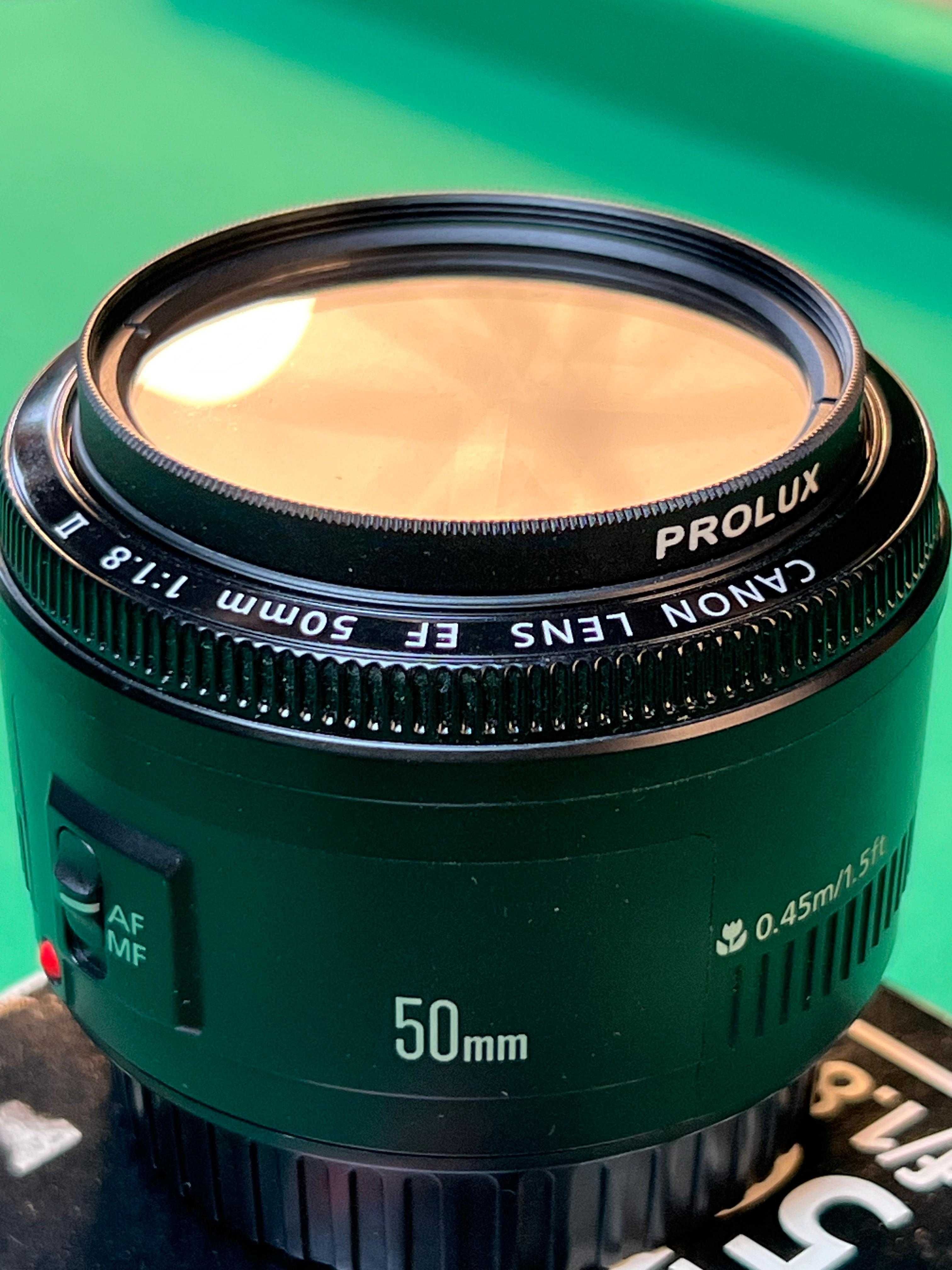 Obiectiv Canon 50mm F1.8 II + Filtru UV Prolux