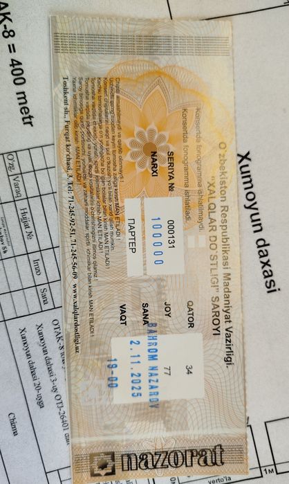 Bahrom Nazarov konsertiga bilet oʻz narhidan arzonga beriladi