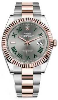 Rolex Datejust 41 Dual Tone Grey Dial Green Roman Numerals! Poze reale