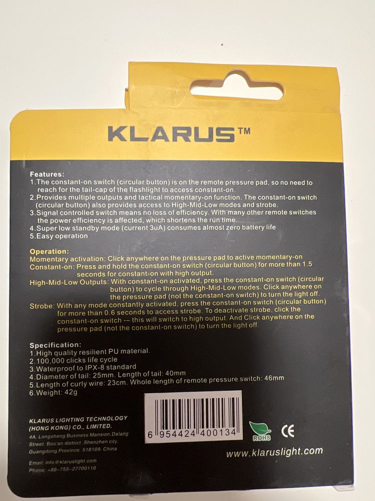 Klarus pressure pad