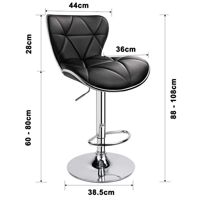 Set 2 scaune bar Leader Accessories, pivotante, negre